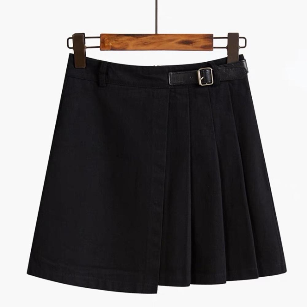 Asymmetric denim skirt
